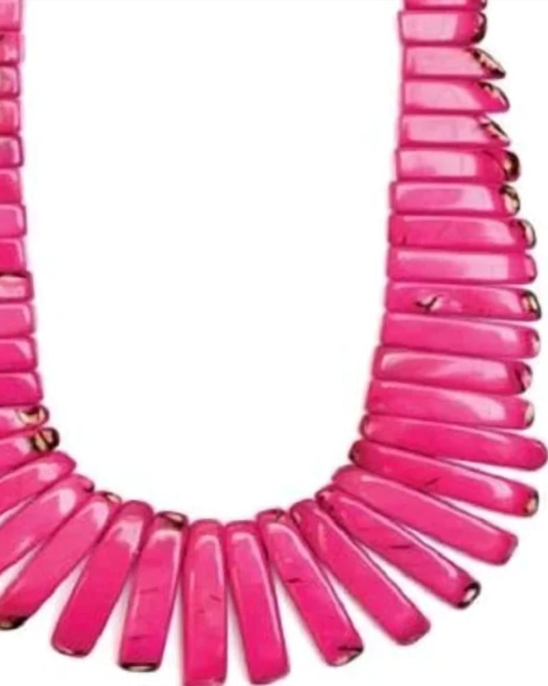 Front of a size O/S Amazon Necklace in Fuchsia in Fuchsia by Tagua Jewelry. | dia_product_style_image_id:329039